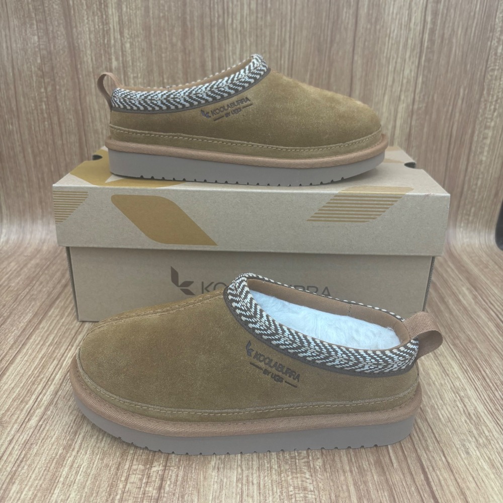 New Koolaburra by UGG Burree Kids Size 12 Chestnut Suede Braid Trim Slipper